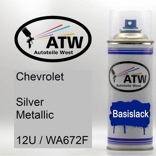 Chevrolet, Silver Metallic, 12U / WA672F: 400ml Sprühdose, von ATW Autoteile West.